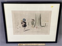 Georges Redon Humorous Boy Peeing Etching