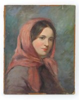 Portrait of Girl in Red Scarf