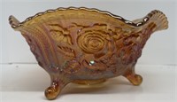 Carnival glass fruit bowl with rose design