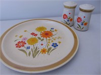 Montgomery Ward Fiesta Plate and Salt & Peppers