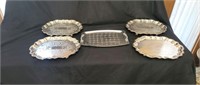 5 Silver Plate Serving Trays