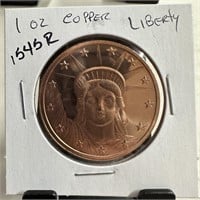 1 OZ COPPER BULLION ROUND LIBERTY