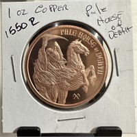 1 OZ COPPER BULLION ROUND PALE HORSE OF DEATH