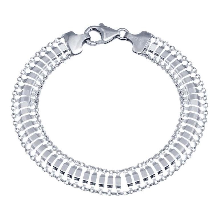 Sterling Silver Fancy Link Flexible Bracelet
