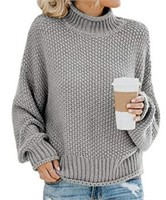 NEW Bat Sleeve Women Casual Loose Knit Sweater - M