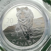 2013 ROYAL CANADIAN MINT $20 SILVER COIN WOLF