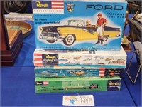 FOUR VINTAGE REVELL CAR MODEL KITS