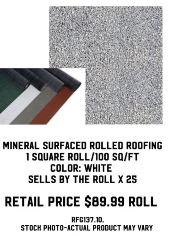 White Surfaced Rolled Roofing x 25 Rolls