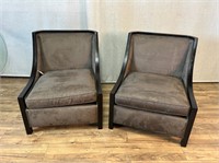 Pair of Brown Microfiber Accent Lounge Chairs