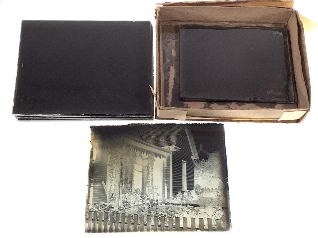 14 Glass Plate Negatives Houses, Outdoors, Hotel +