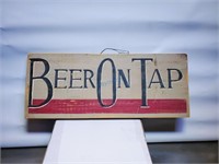 WOODEN 'BEER ON TAP' SIGN,  7.25" X 18.25"