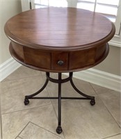 29" Round drum table with drawer