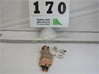 Antique Doll & Made in Japan Dog Figurines