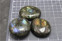 3, Large High Quality Labradorite Palm Stones