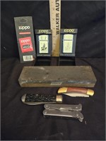 Pocket Knives, Sharpening Block & Zippos