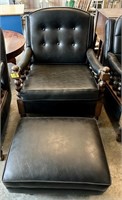 Black Vintage MCM Chair with Ottoman