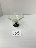 Antique Glass Bowl w/ Sterling Silver Base