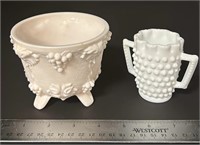 Fenton Milk Hobnail Handled Cup & Jeannette Shell