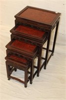 Set of 4 Mahg. Chippendale style Nesting Tables