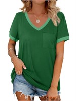 P4241 V-Neck Women T-Shirt with Pocket M