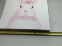Bebe lap in pink rabbit canvas art