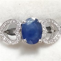 $500 Silver Sapphire(1.74ct) CZ Ring