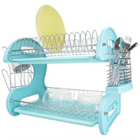 Home Basics 2 Tier Dish Drainer (Turquoise) Dish R