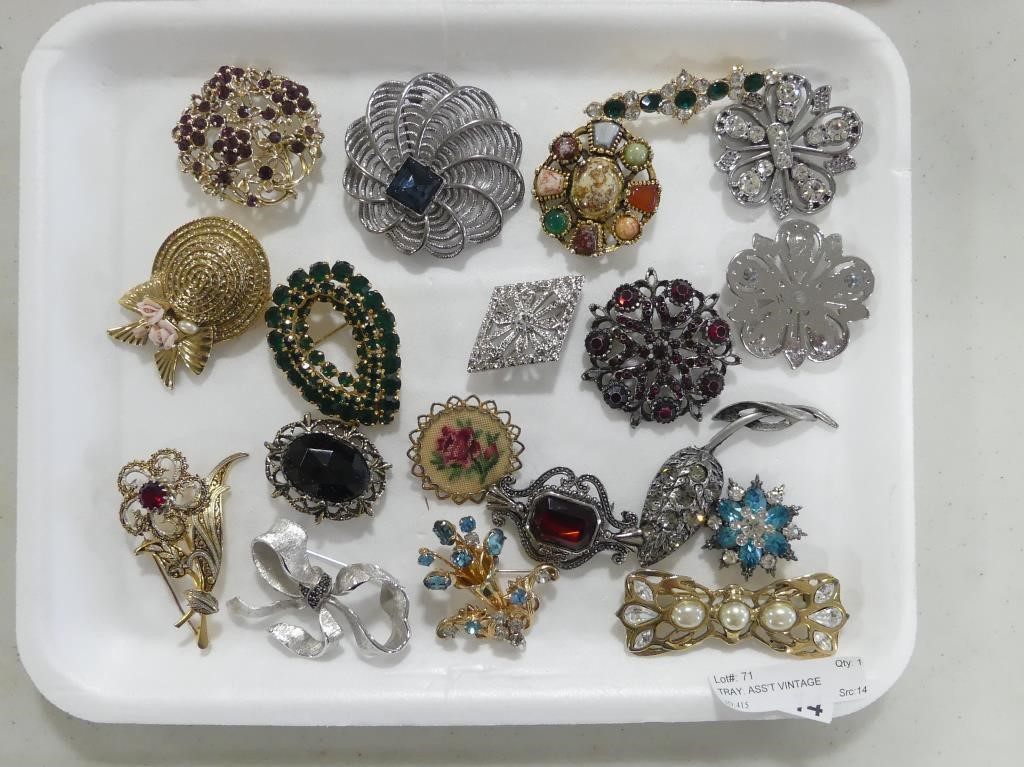 TRAY: ASS'T VINTAGE BROOCHES