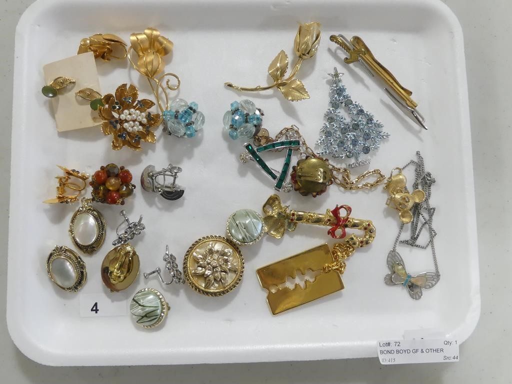 BOND BOYD GF & OTHER VINTAGE COSTUME JEWELRY