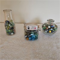 Lot of vintage marbles in jars
