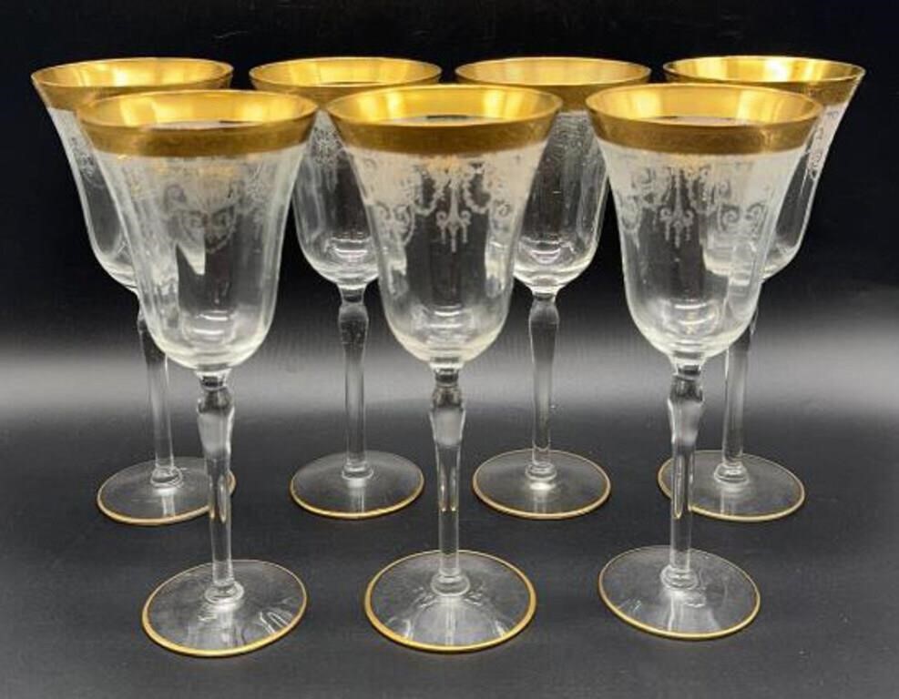 7pc Tiffin Etched Gold Trim Franciscan Minton