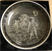 Rare "Man's First Moon Landing" Crystal Plate.