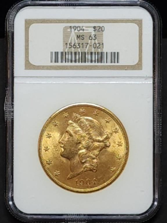 1904 $20 Liberty Gold Double Eagle NGC MS63