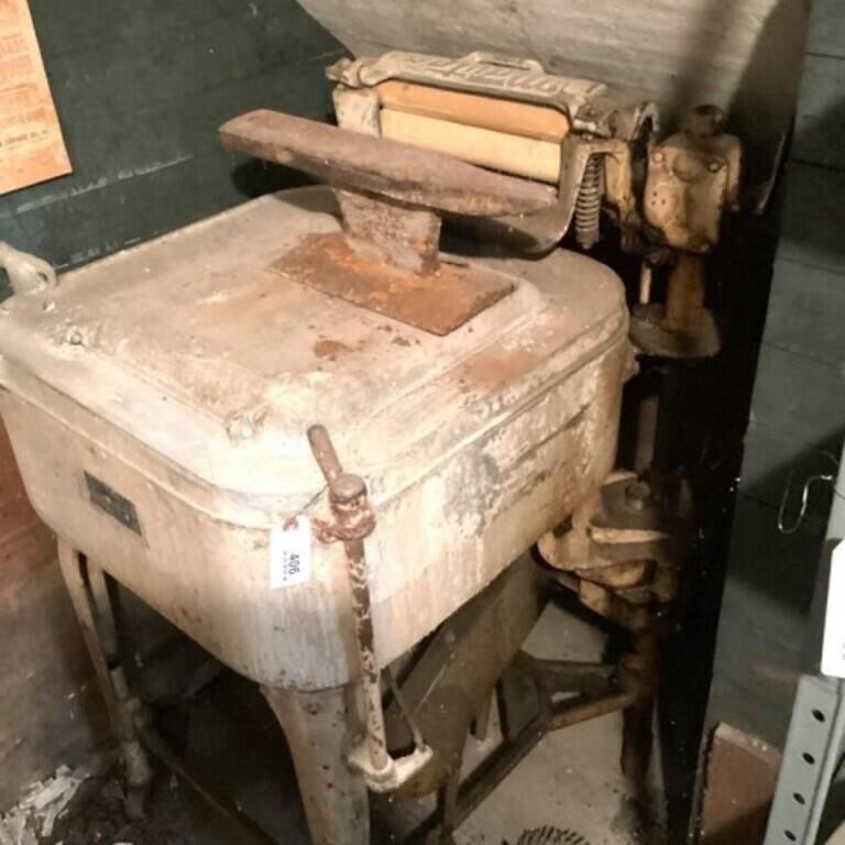 Maytag Wringer Washer & Small Anvil, in BASEMENT