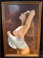 38"x26" Signed Nude Woman Painting