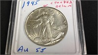 1945 walking liberty cracked Delam