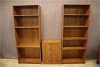 MODERN BOOKCASES & VHS CABINET: