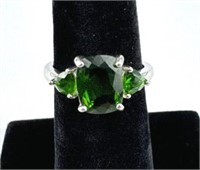 925 Silver Green Diopside Ring
