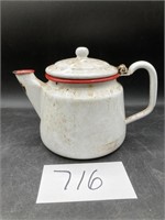 Red and White Enamel Tea Pot