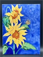 13x17” Original Sunflower Painting On Porcelain