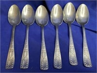 Silver Metal Spoons.  Set of six