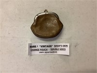 RARE Vintage Sheep's Skin Change Pouch Double Side