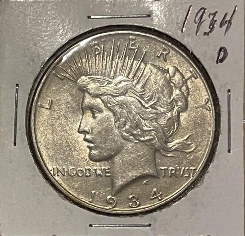 US 1934D Silver PEACE $1 low mintage