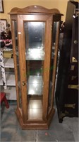 One door three shelf curio cabinet with Mirror