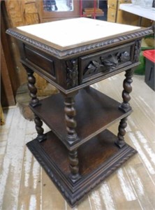 Louis XIII Style Oak Barley Twist Side Table.