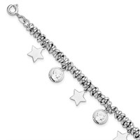 Sterling Silver- Coin and Star Charm Necklace