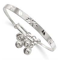 Sterling Silver-Diamond Cut Charm Bracelet