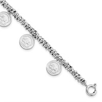 Sterling Silver- Coin Charm Bracelet