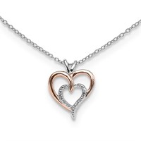 Sterling Silver- Diamond Pendant Necklace