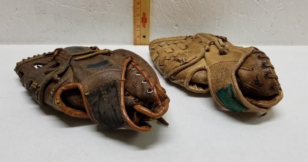 2 Vintage Baseball Gloves